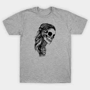 Skeleton Girl in Black T-Shirt